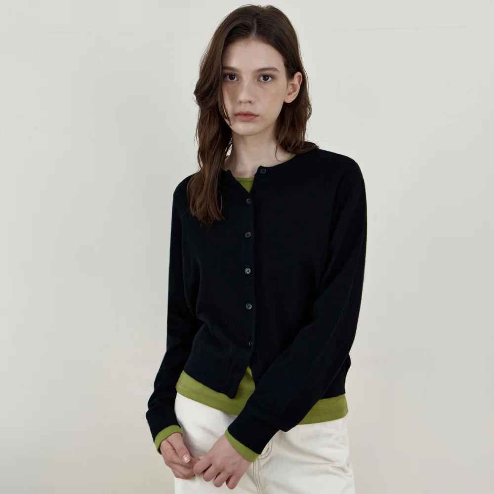 Grove Lambswool Round Neck Cardigan_BLACK(WCB6KN73)