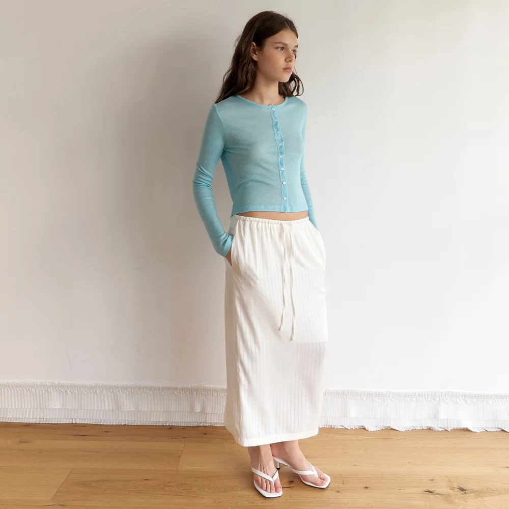 soft glow satin skirt - cream