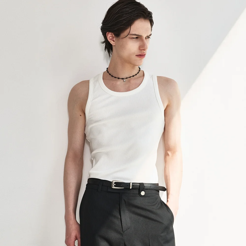 Sleek Ribbed Sleeveless Top_White