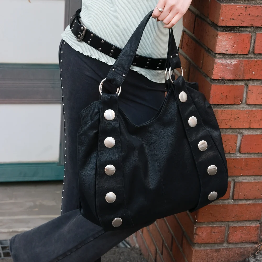 Big Studded Hobo bag (Black)