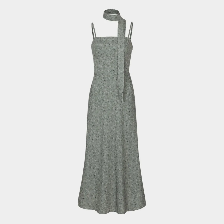 Brooke Slim Dress (Scarf Set / Gray)