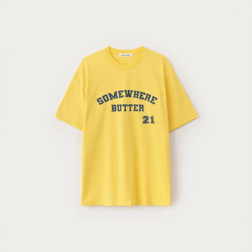 21 Square Logo Over-Fit Top - Yellow