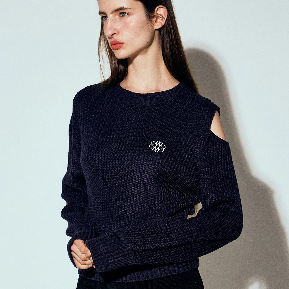 SHOULDER CUT OUT KNIT_NAVY