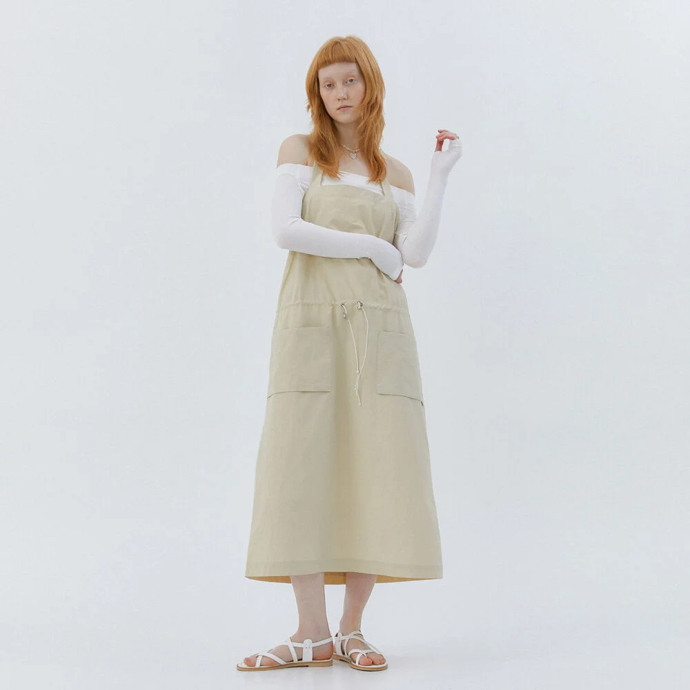 APRON STRING DRESS - BEIGE