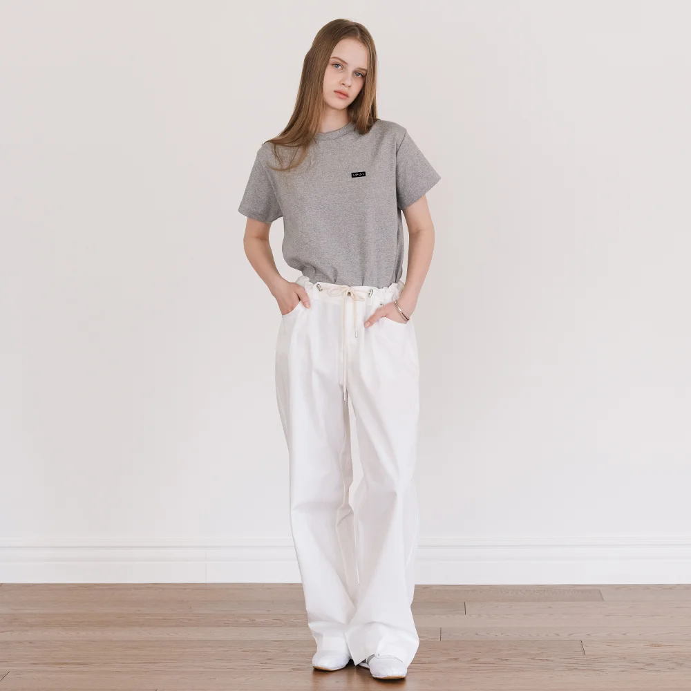 Wide String Cotton pants 象牙色