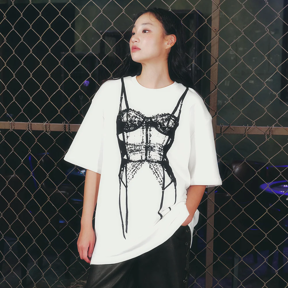 CORSET PRINTING OVERSIZED SWEAT SHIRT WHITE BQ4CH001