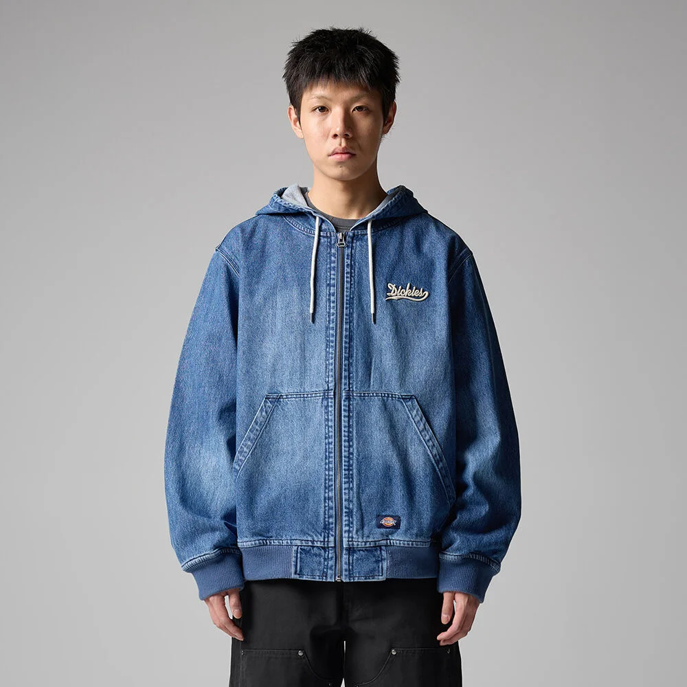 波浪 標誌 牛仔 連帽衫 拉鏈 Medium Blue