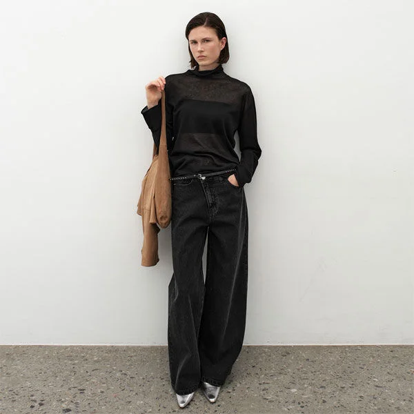 TWO BUTTON UNBAL DENIM PANTS(PT-5690)