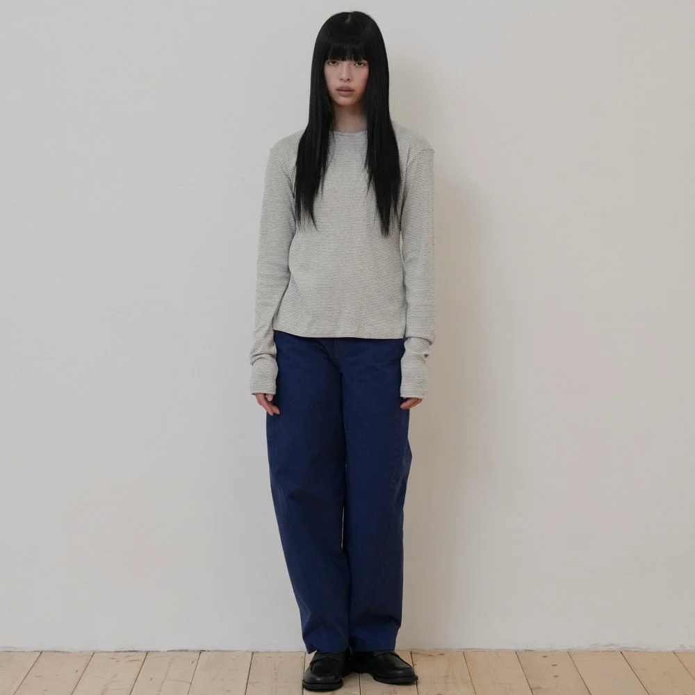 Curved chino pants, navy