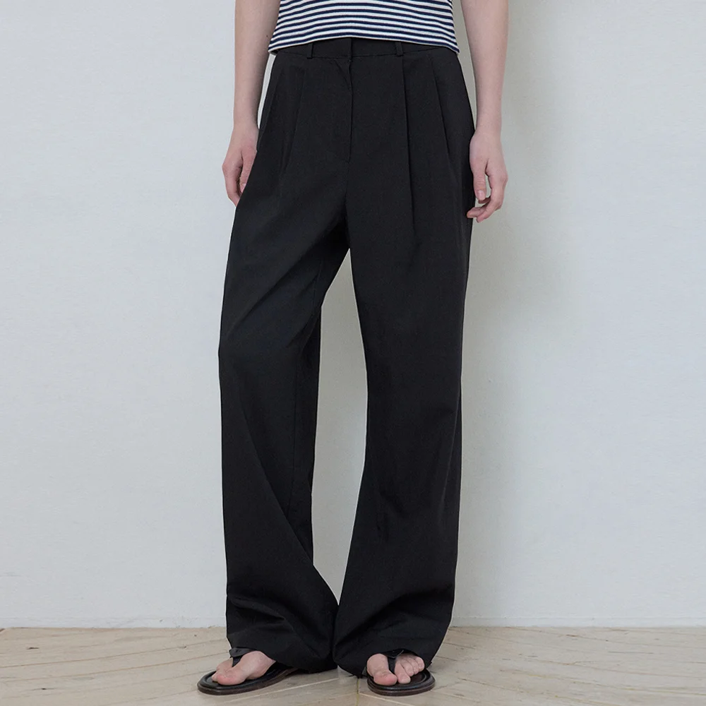 W/Muse Two Tuck Semi-Wide Pants_BLACK(W25-PT04)