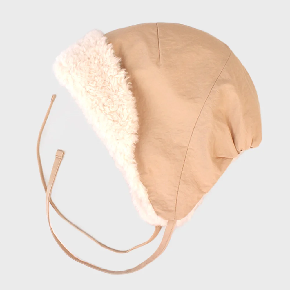 Bio Poly Fur Beige Bonnet Hat Bonnet Hat