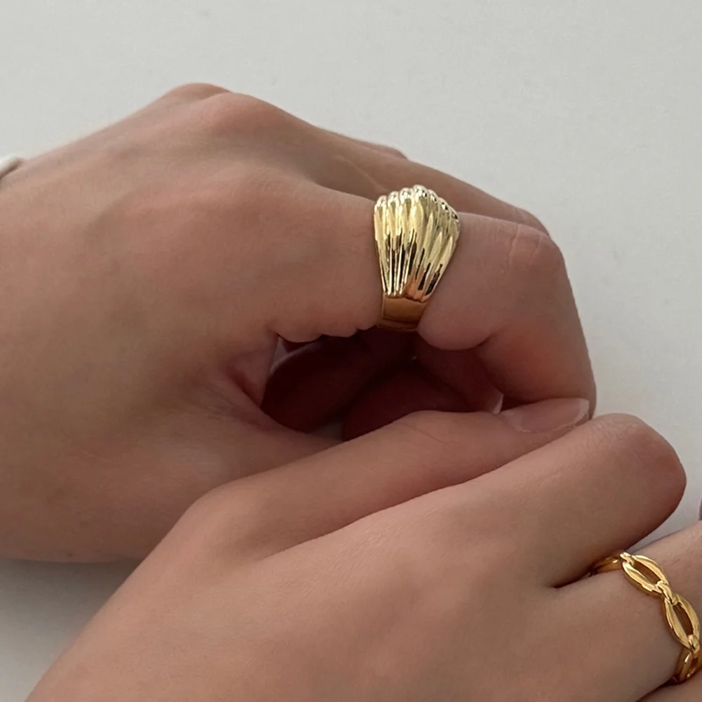 Volume Shell Ring(18K Gold Plated)