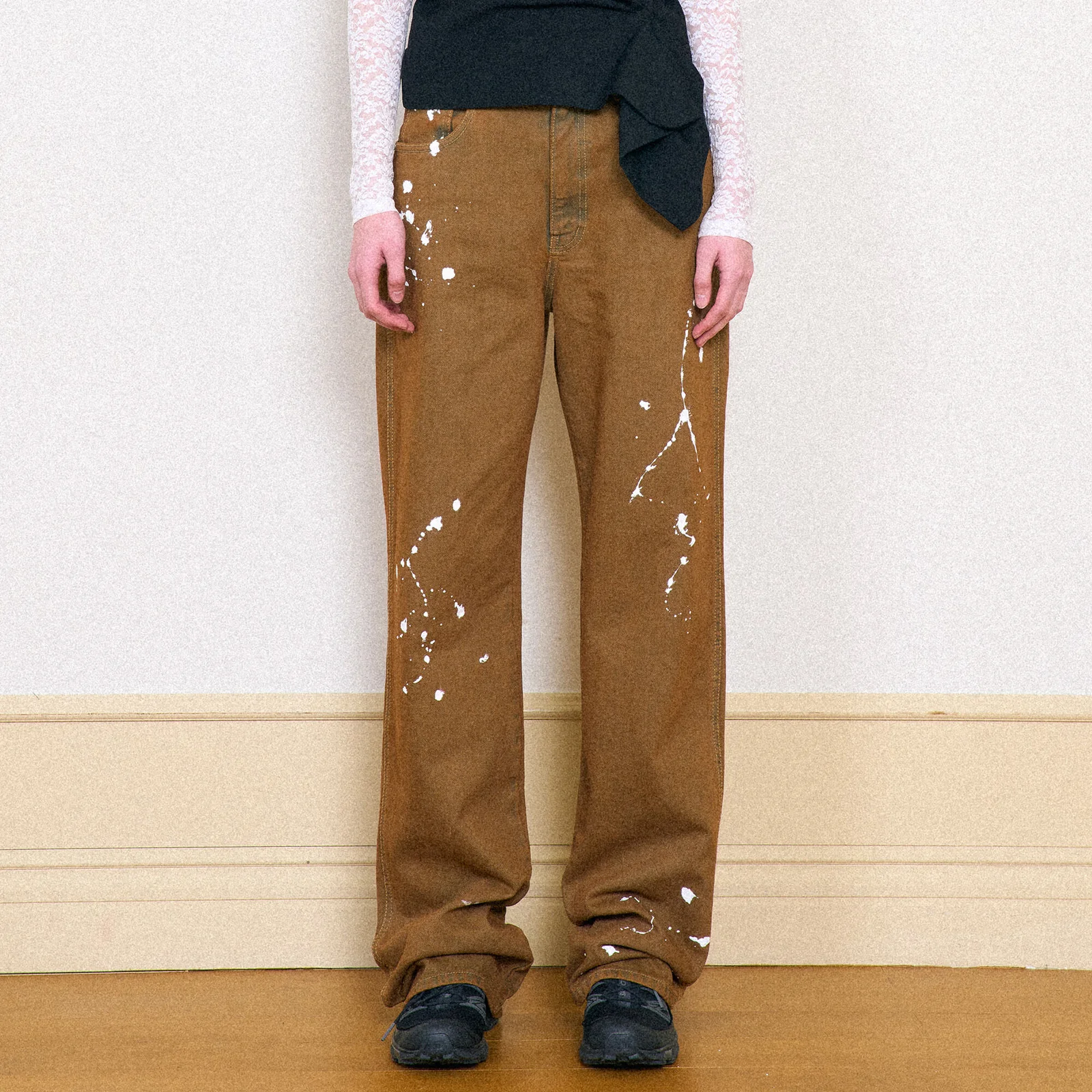 PAINTED JEANS_WASHED BROWN