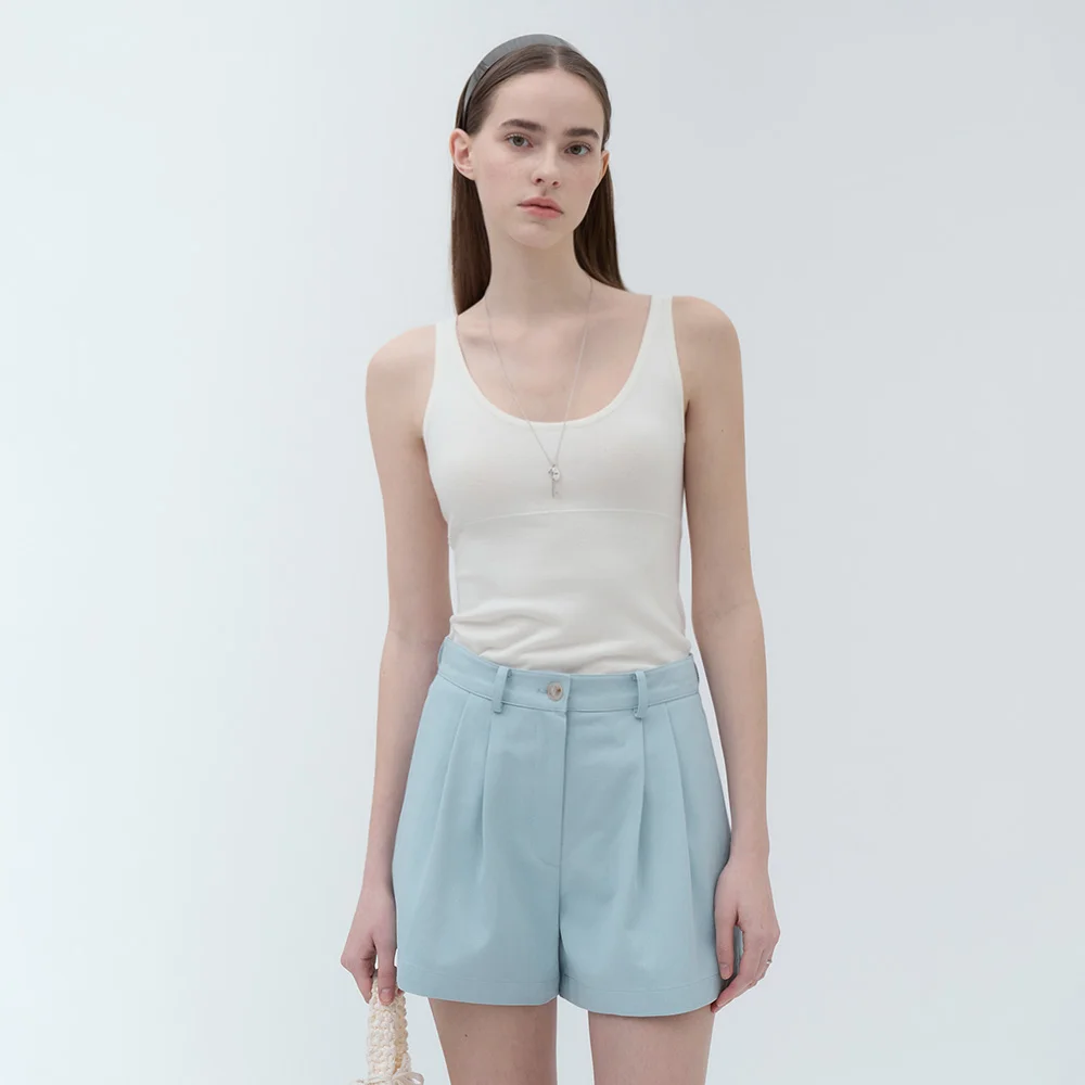 Dewey Cotton Two-Tuck Shorts (Powder Blue)