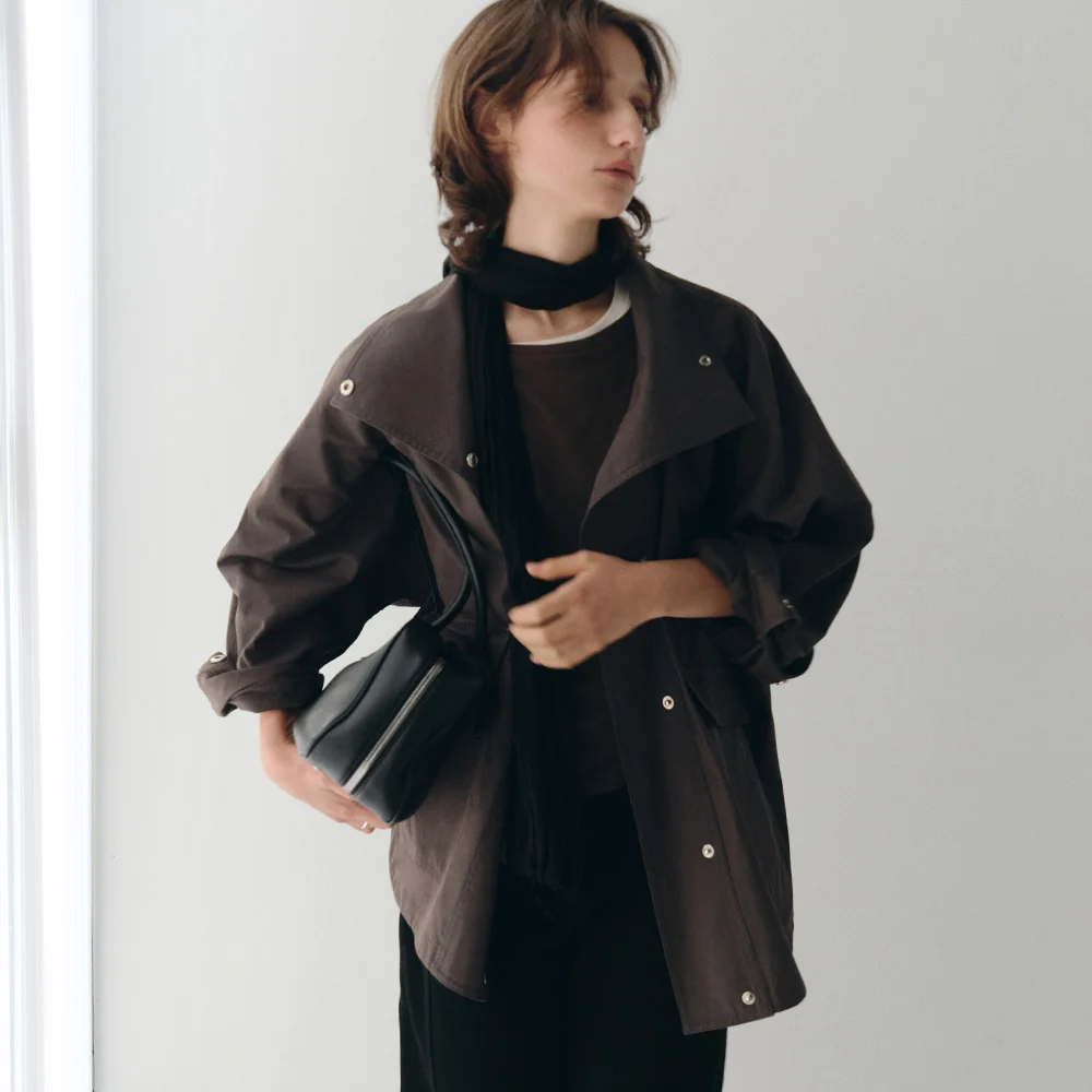 Mago High Neck Single Jacket (Charcoal)