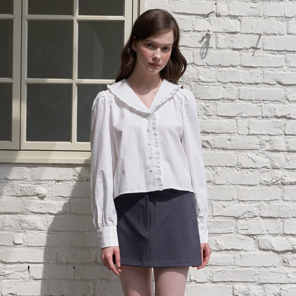 pring frill blouse - white