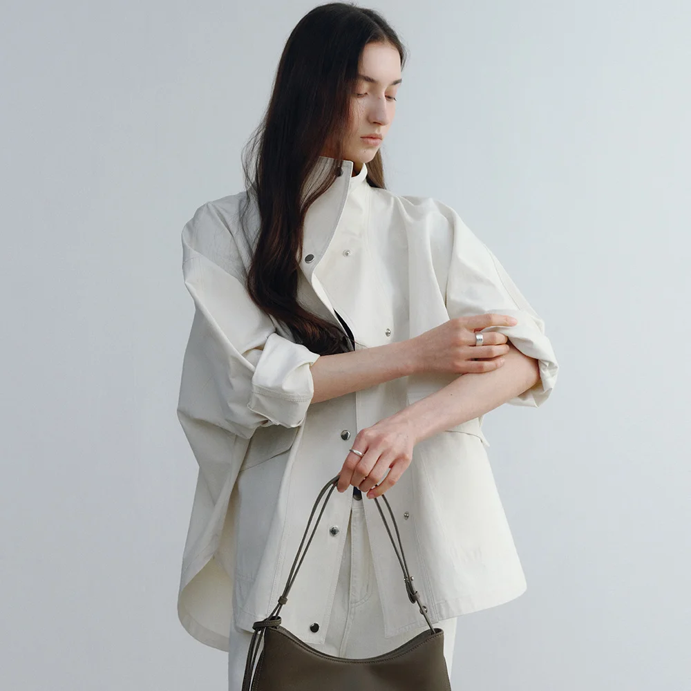 Mago High Neck Single Jacket (Cream)