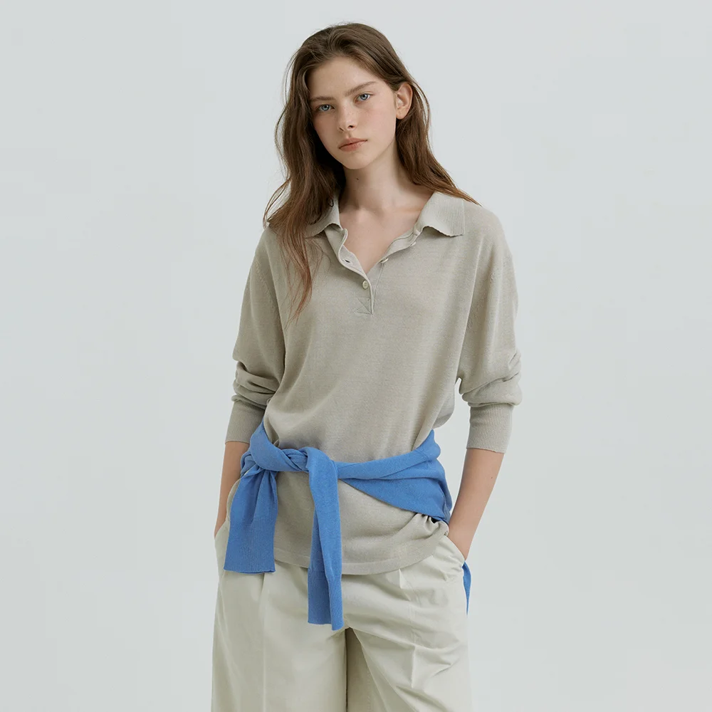 Paper Polo Knit (Melange Beige)
