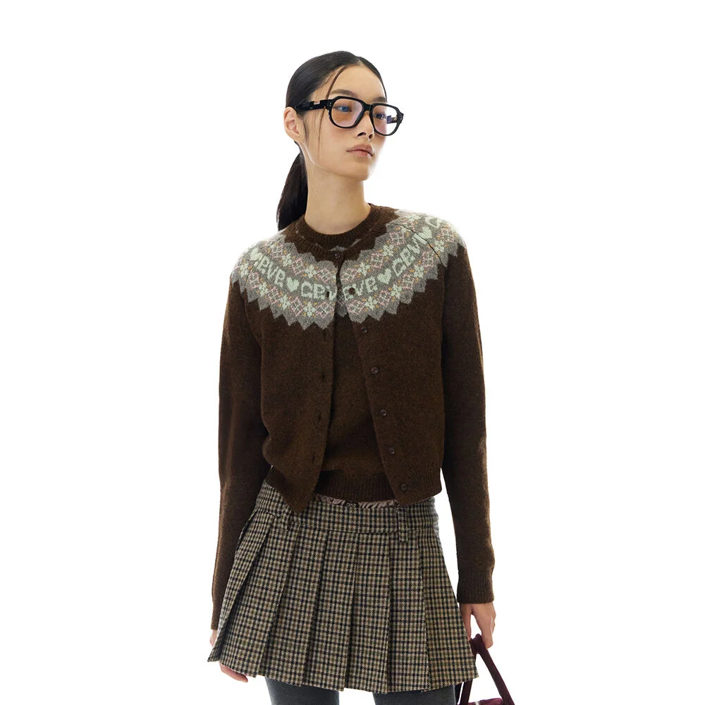 BONA NORDIC KNIT CARDIGAN (BROWN)