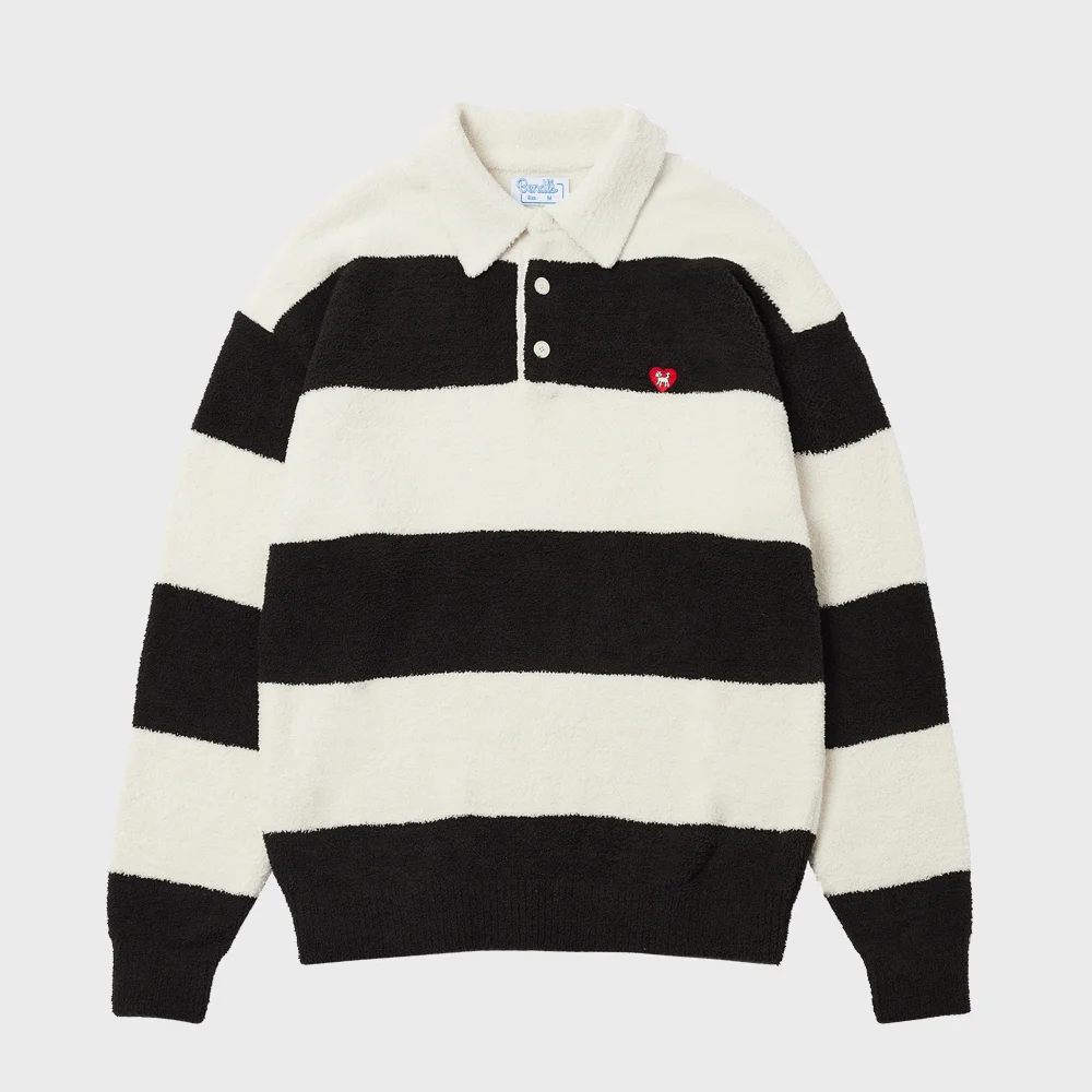 BOUCLE RUGBY SWEATER -BLACK