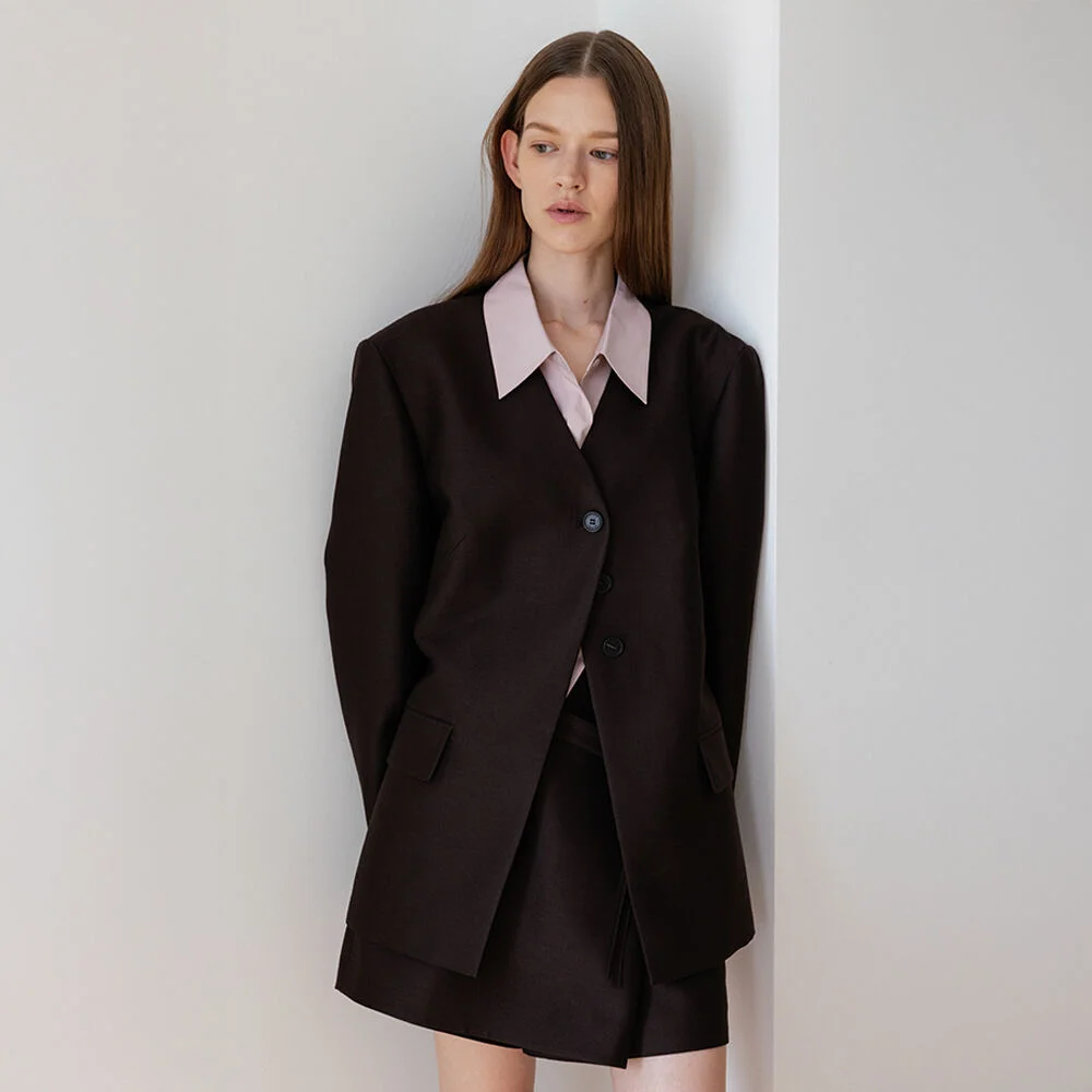 Wool Silk V-neck Slim Jacket SW5AJ318-94