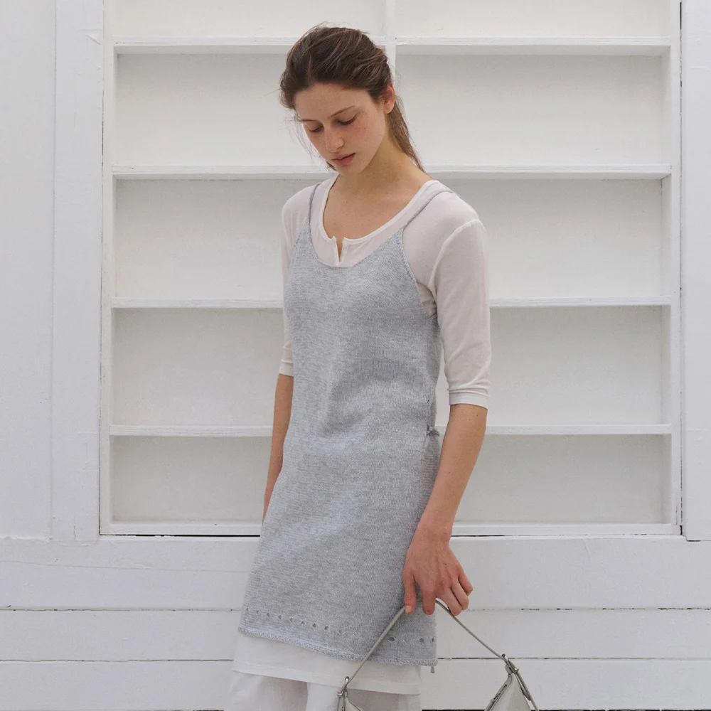 PURETE KNIT LAYERED DRESS (MELANGE WHITE)
