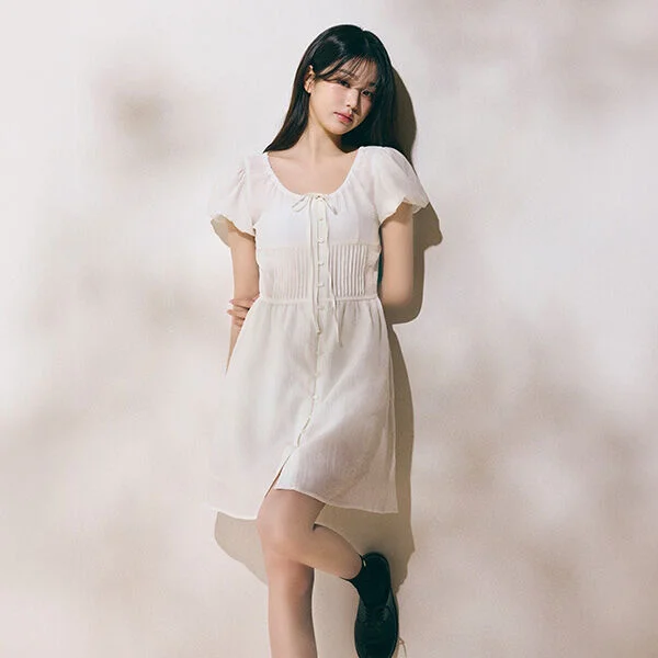 RIBBON LACE MINI ONEPIECE WHITE
