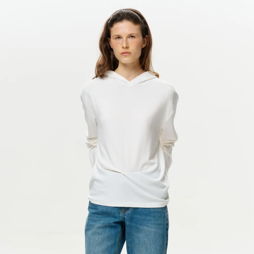 WOMEN ERA JERSEY HOODED TOP - IVORY