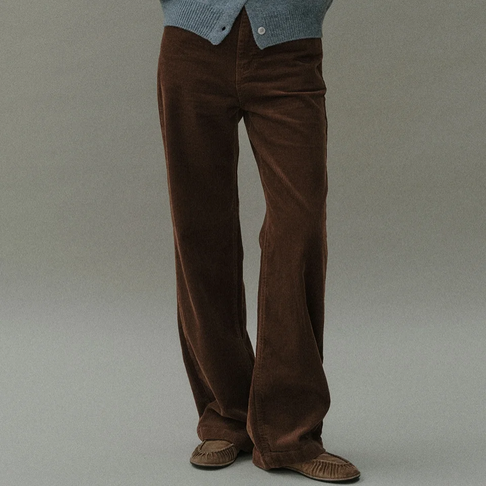 straight-fit corduroy pants (brown)