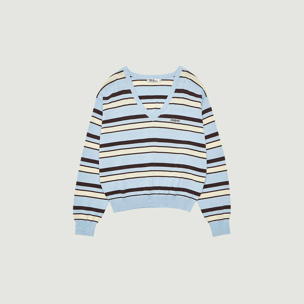 SANDY V-NECK KNIT (LIGHT BLUE)
