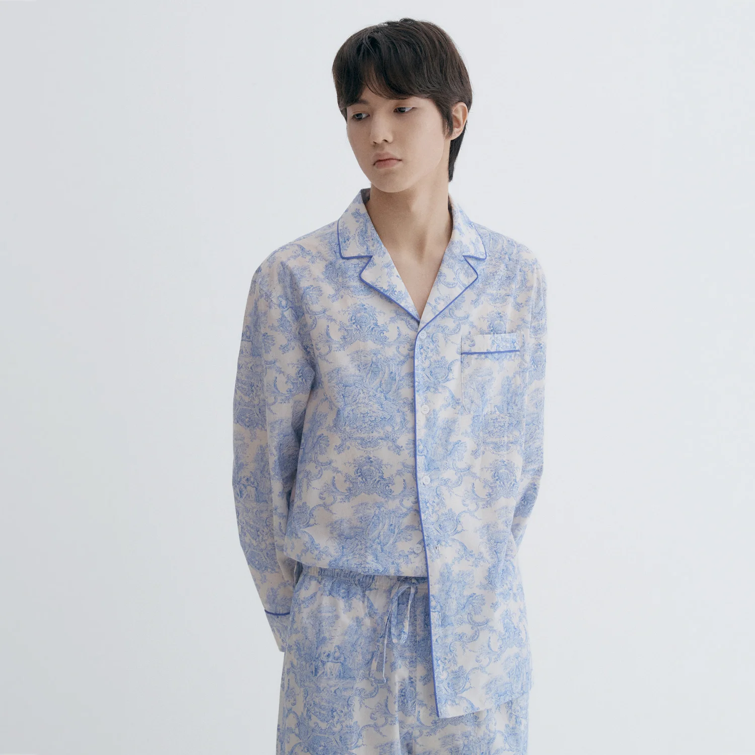 藍色 Toile de Jouy 男裝 睡衣 Pair