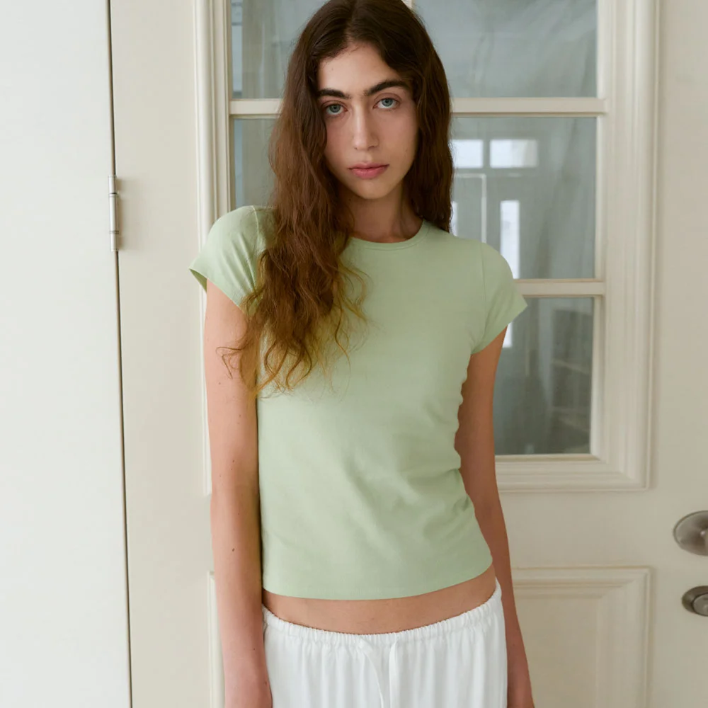 Cap Sleeve Slim T-Shirts (Lime)