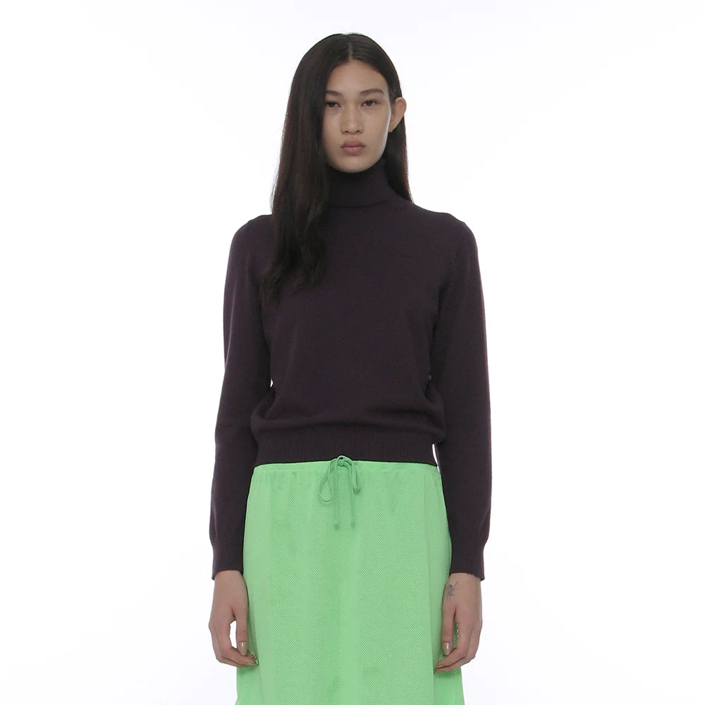 PWC EMBROIDERY HIGH NECK KNIT TOP_MIDNIGHT PLUM