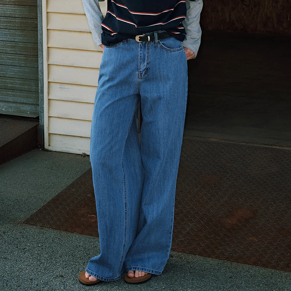 LW243 Loose fit wide denim pants