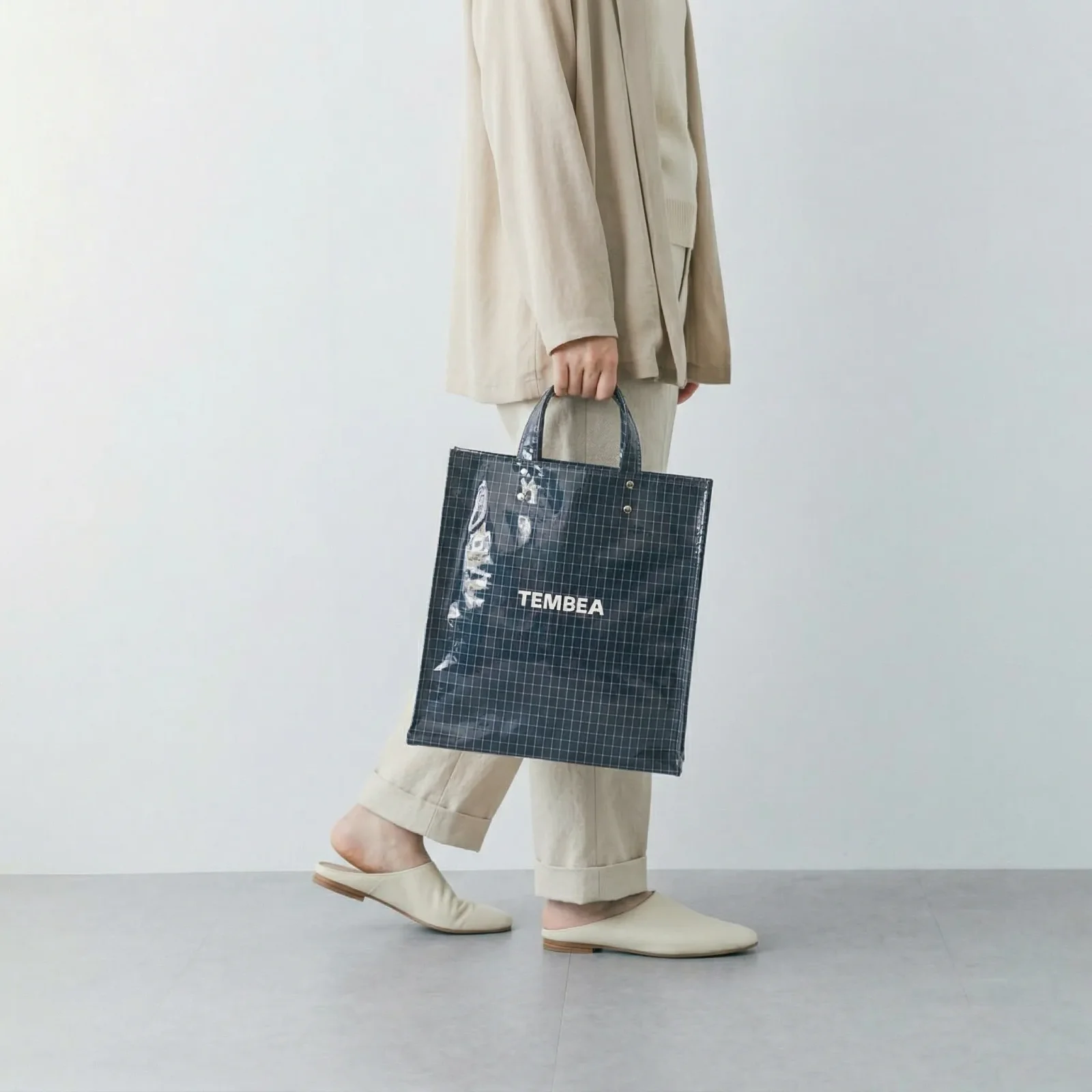 Tembea PAPER TOTE MEDIUM 紙感 托特袋 海軍藍 格子布