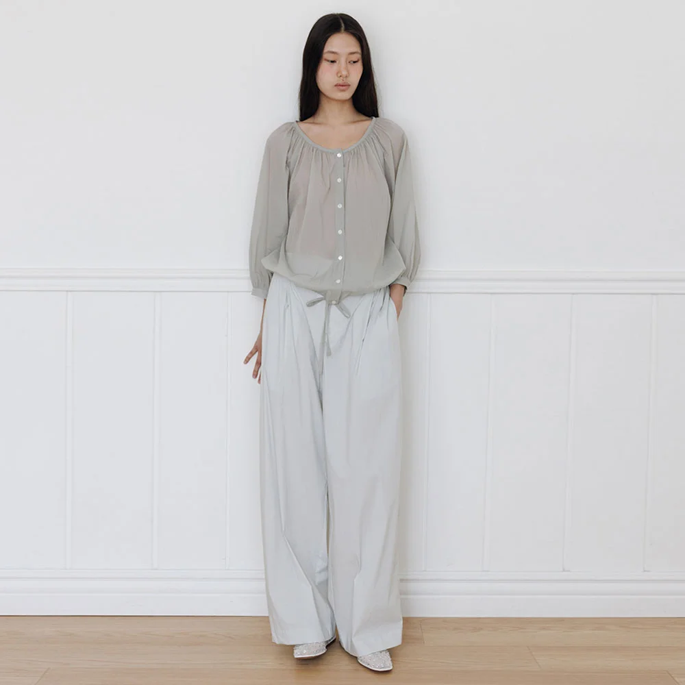 Pintuck Banding Pants(Light Grey)