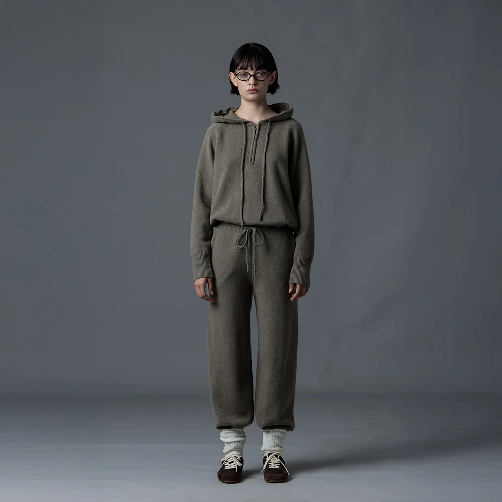 Wool Half Zip Knit (Brown)