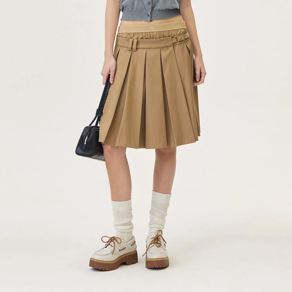 REVA PLEATS SKIRT (BEIGE)