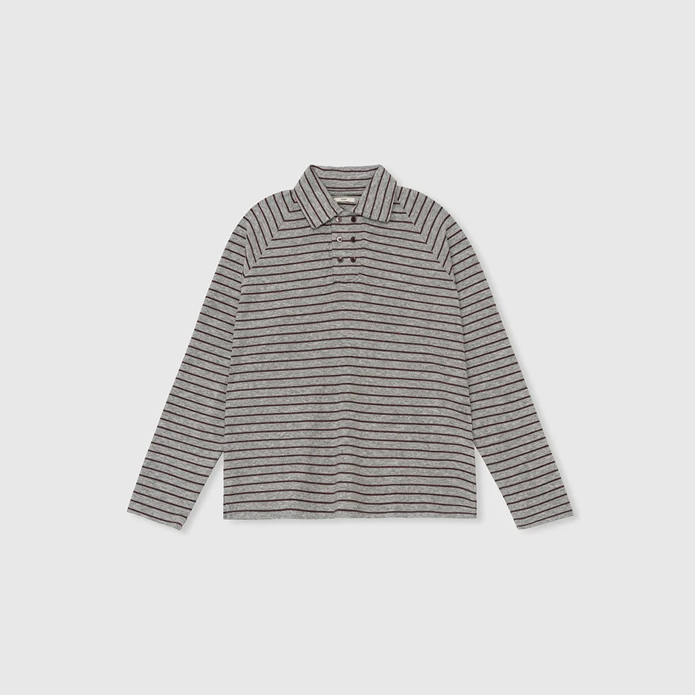 Soft stripe pique tee (Melange gray)