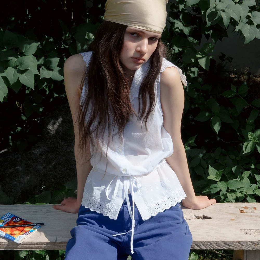 Ent 水手 沖孔 雪紡衫_Ent Blouse