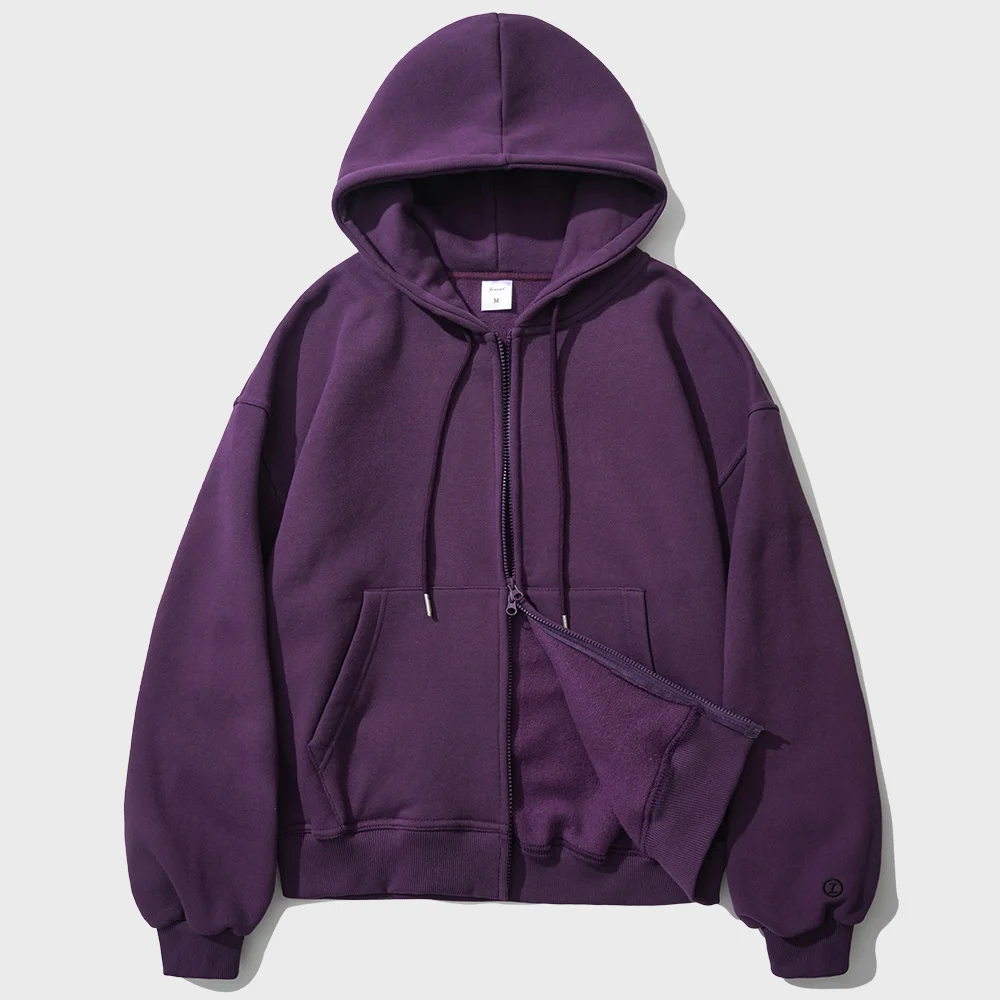 Logue 寬鬆版型 兩穿 加絨 連帽拉鍊外套 6款 Dahlia Purple YHHD2462