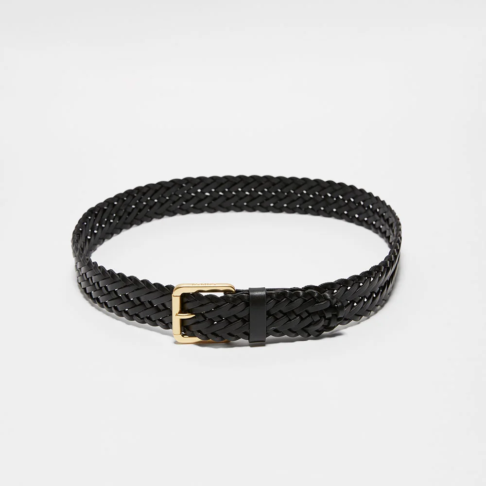 編織 Bacheta 皮革 腰帶 (BLACK)