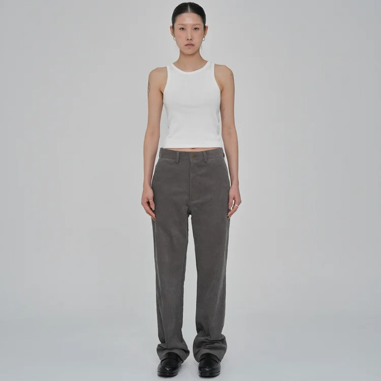Corduroy straight pants, grey