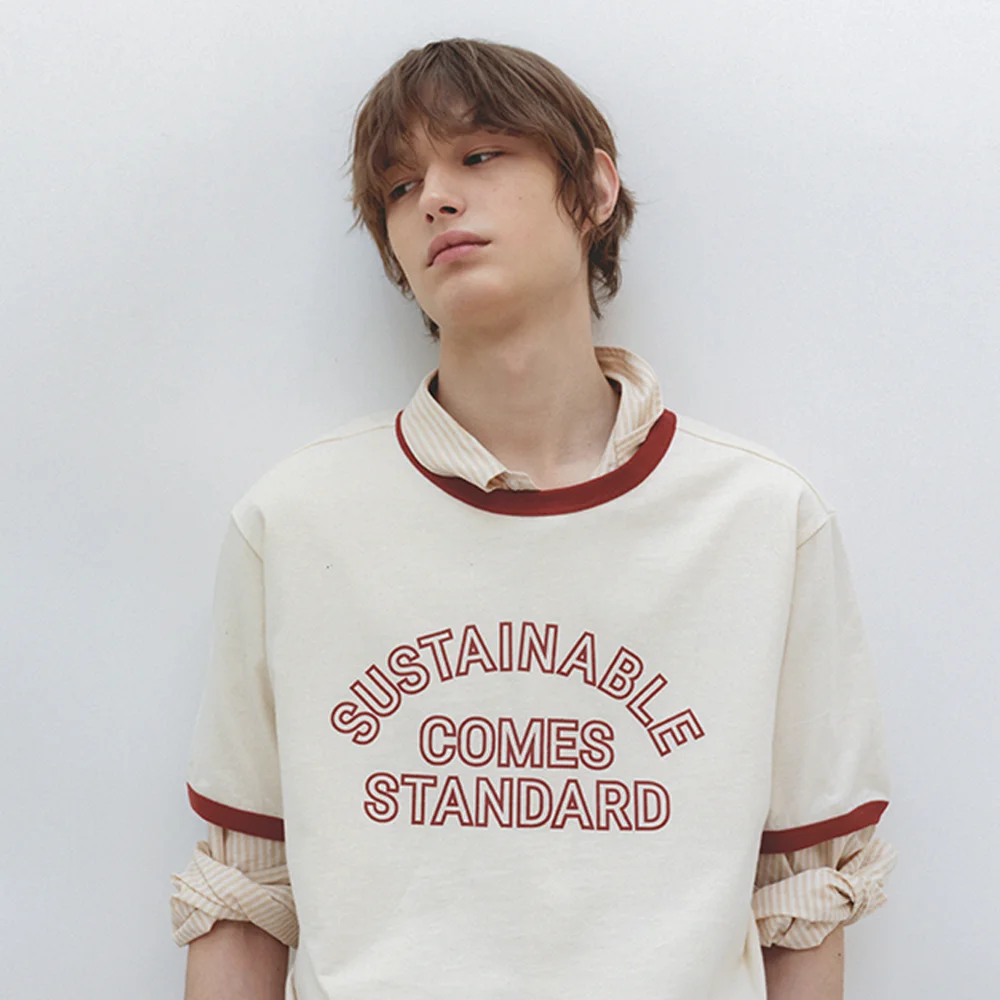 純棉 Ringer 短袖 T恤 Cream
