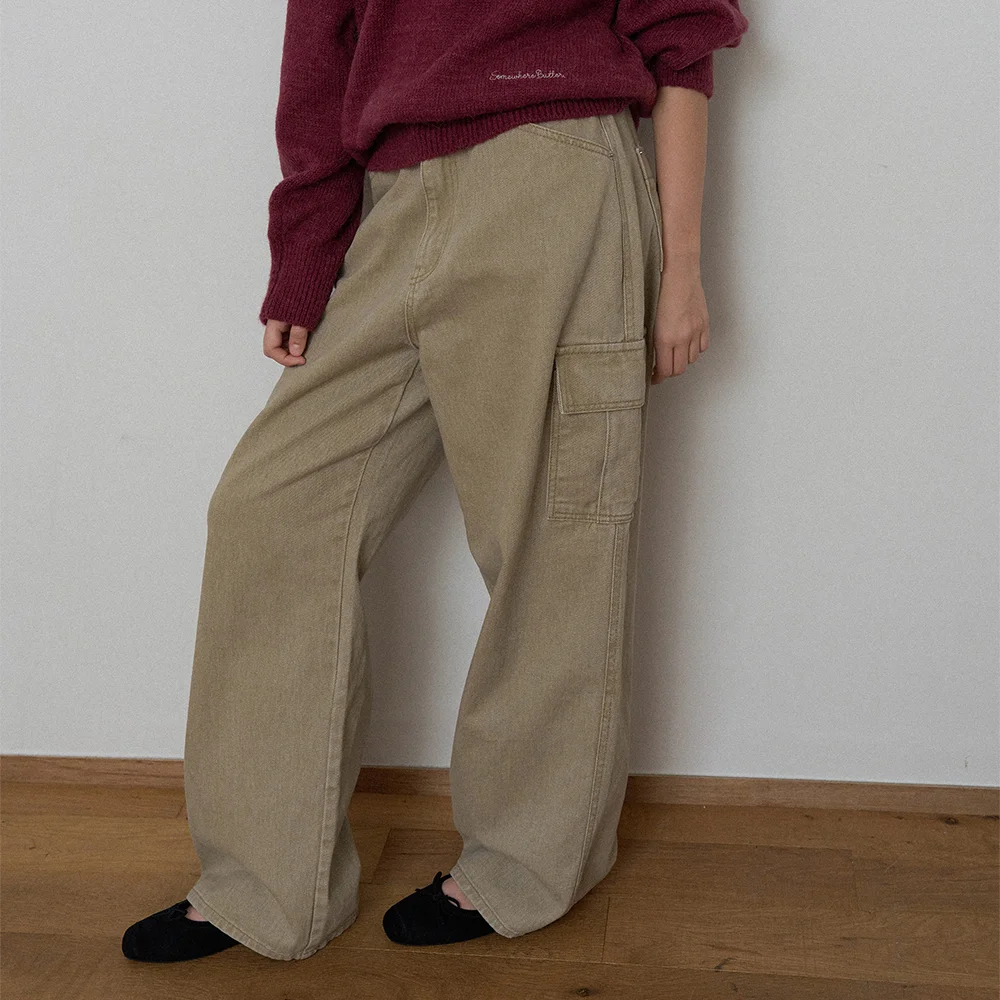 Jackie Cargo Washed Pants - Beige