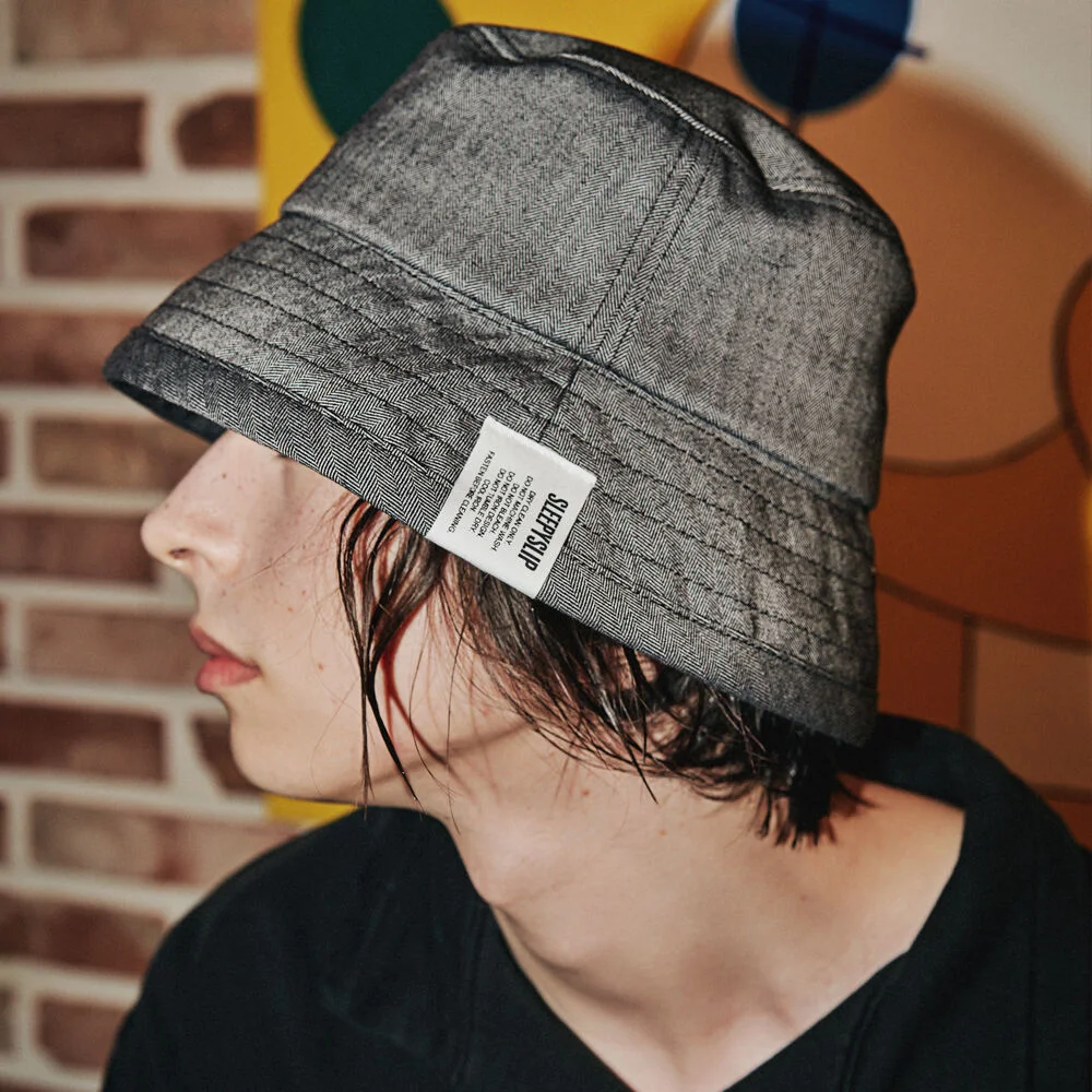 SL HERRINGBONE BLACK BUCKET HAT
