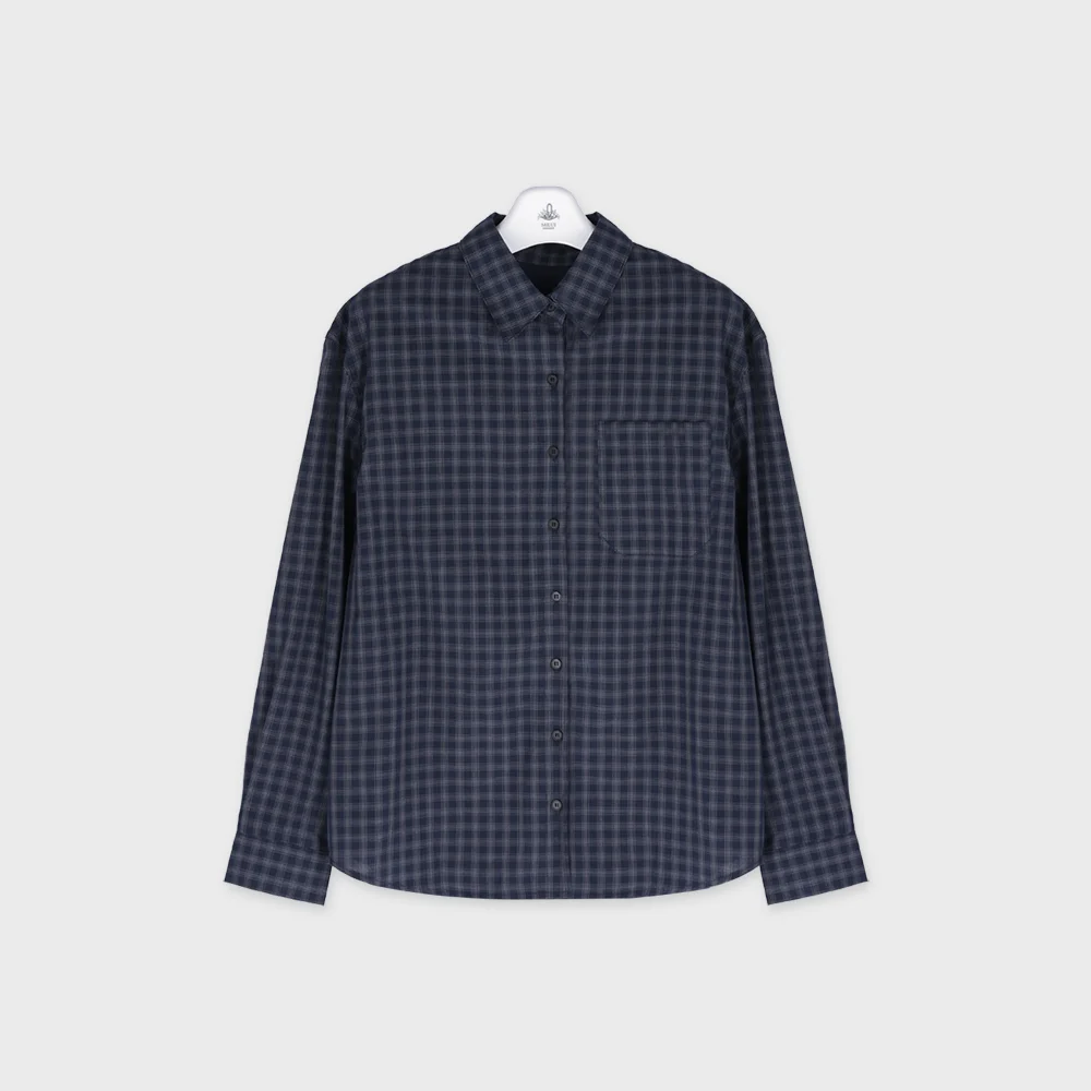 Angle Check Shirt (Deep Navy)