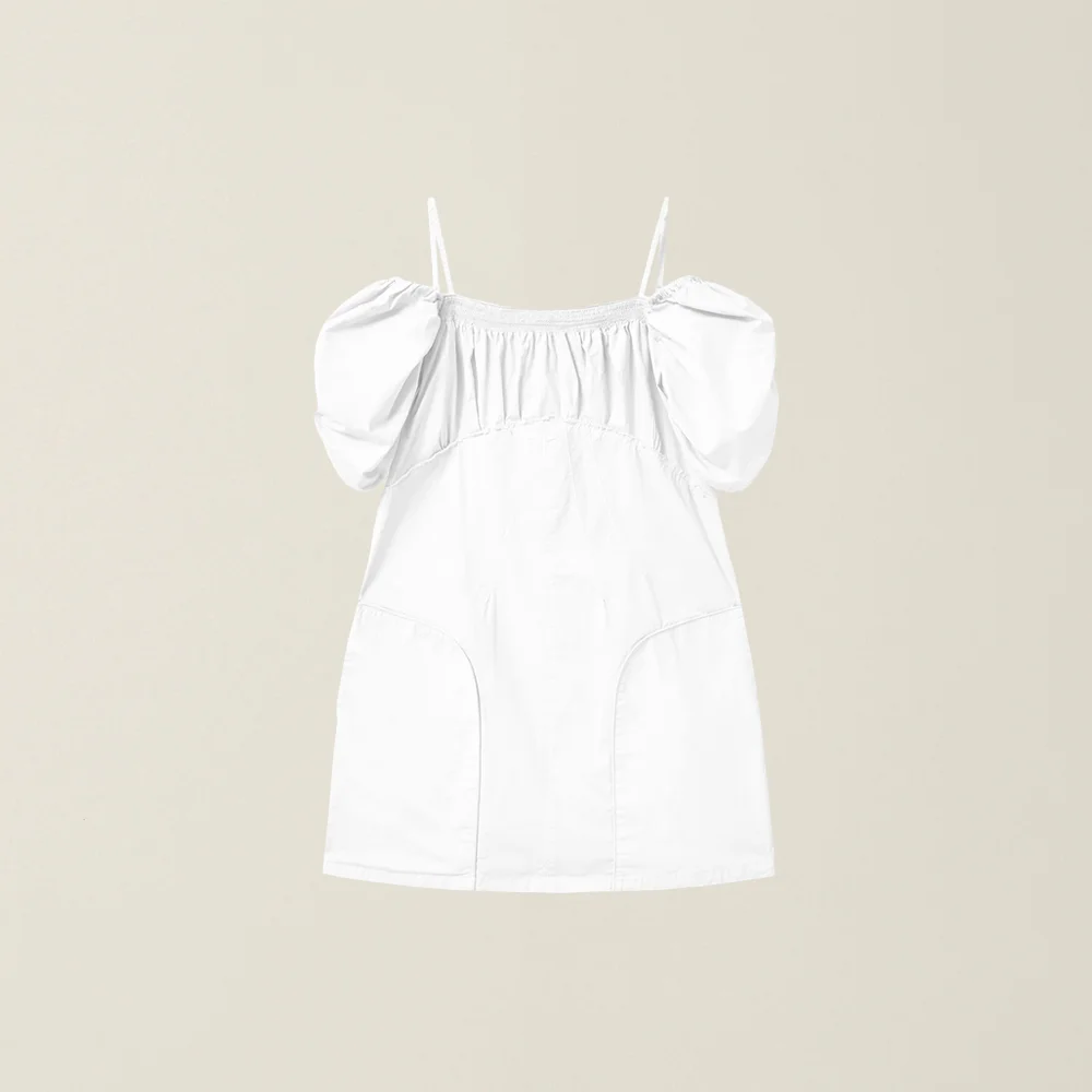 WOMENS SMOCKED ONEPIECE WHITE