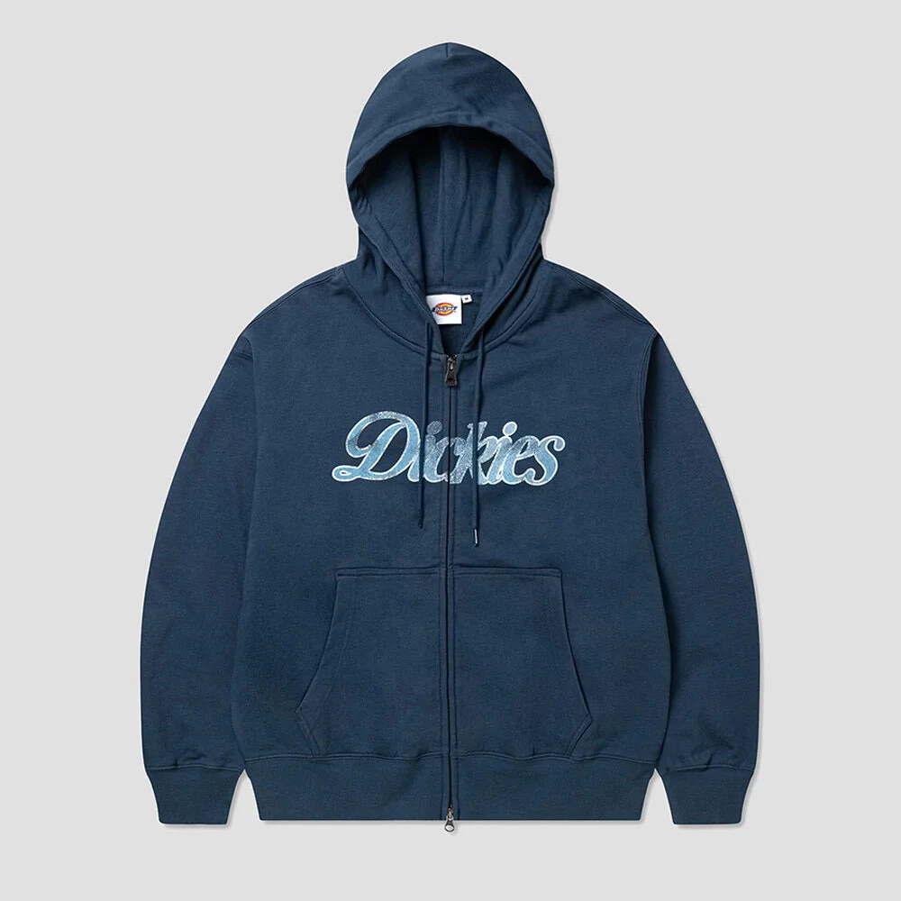 手寫字體 連帽衫 拉鏈 Navy