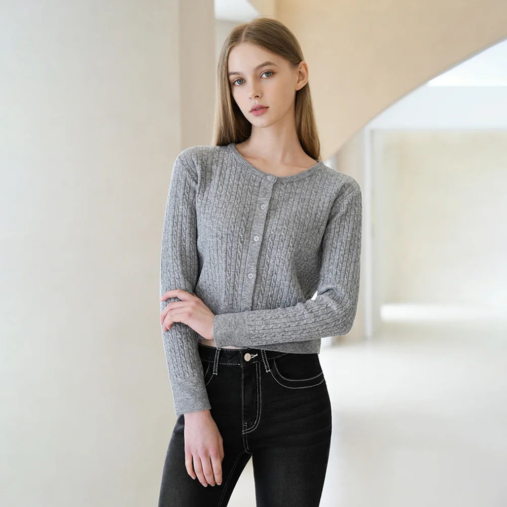 WK-01 TWISTED CARDIGAN_GRAY